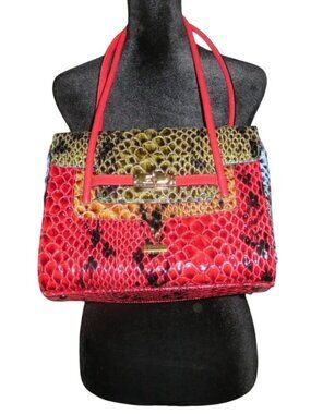 CONDOR Vintage Italian Snakeskin Embossed Colorblock Leather Limited Edition Sat